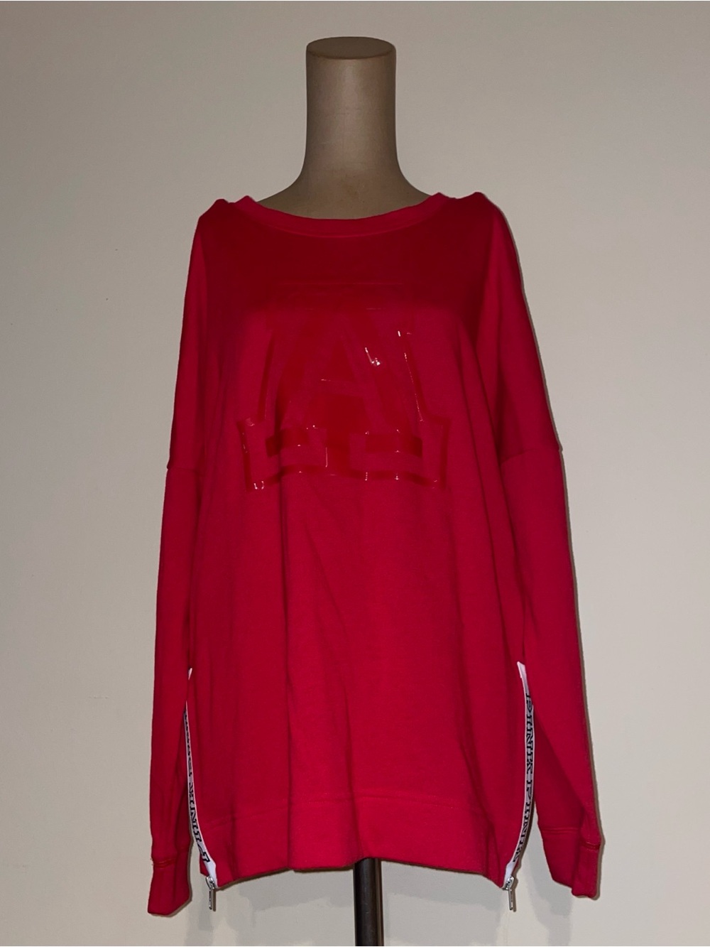 PINK Victoria's Secret Red “A” Logo Pullover Sweatshirt with Side Zippers